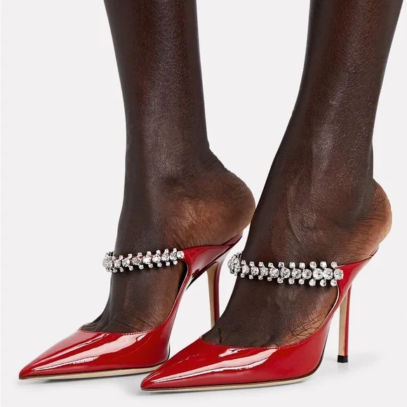 New Jimmy Choo Bing 100 Embellished High Heel Mules $1,095 37.5 - Picture 1 of 15